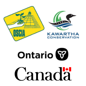 The logos of Ontario Soil and Crop, Kawartha Conservation, Ontario and Canada.