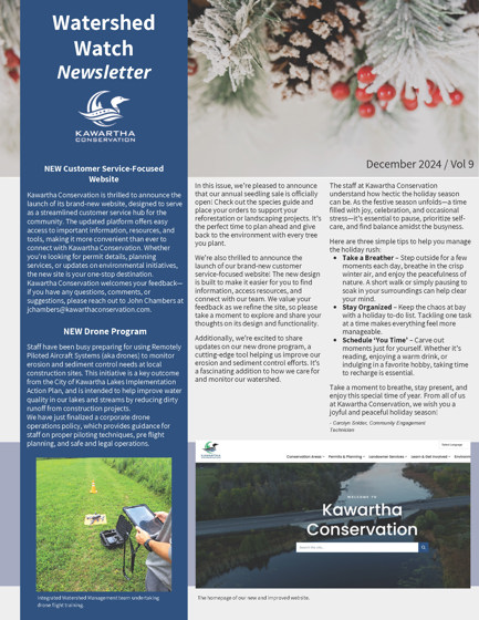 Cover page of the December issue of the Watershed Watch Newsletter