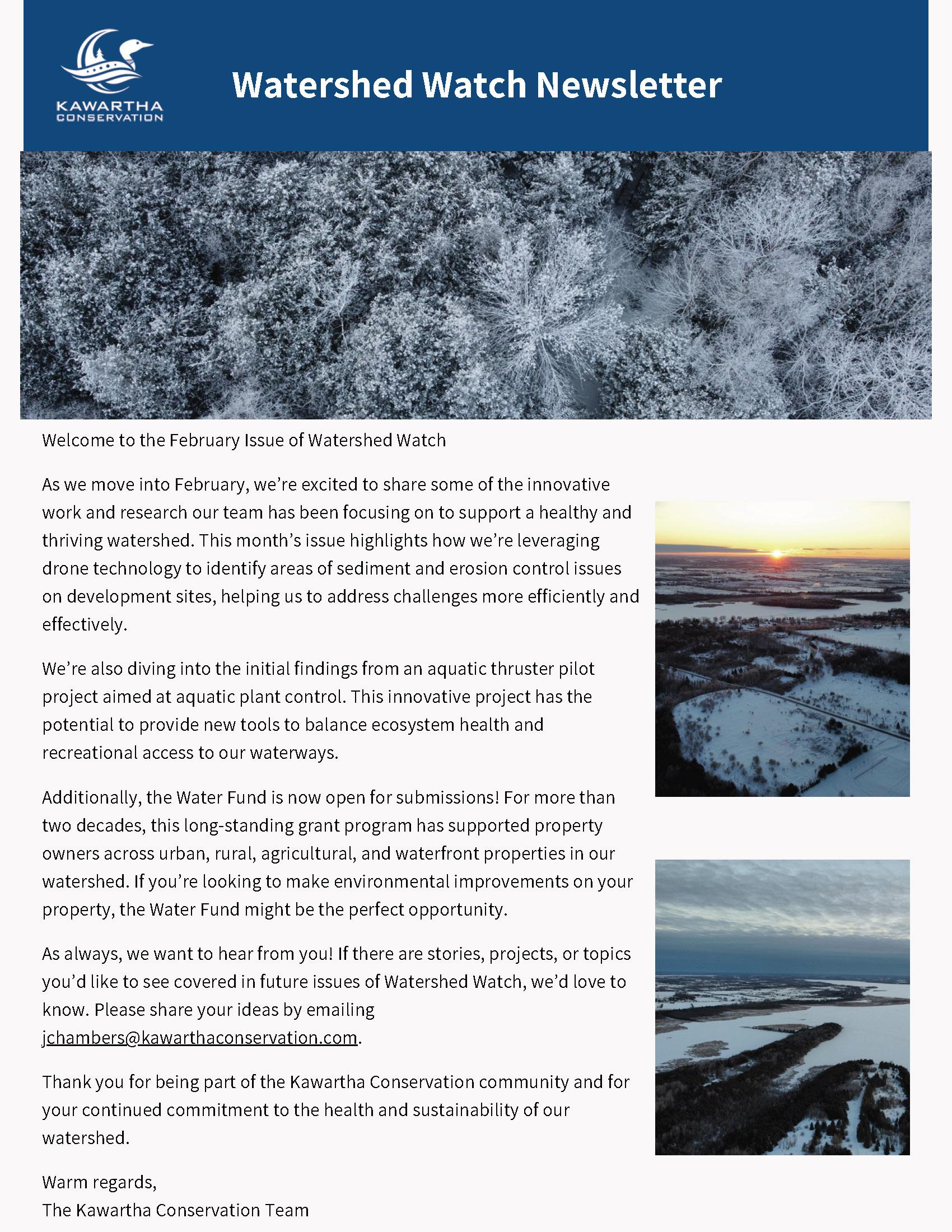 Cover of the February Edition of the Watershed Watch Newsletter