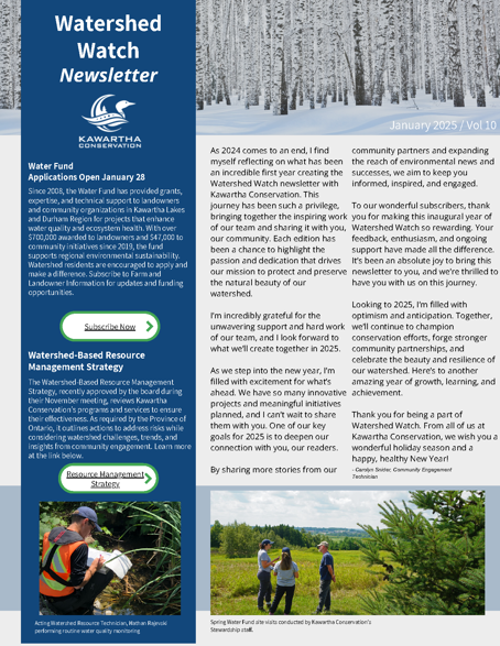 Cover of the January Watershed Watch Newsletter